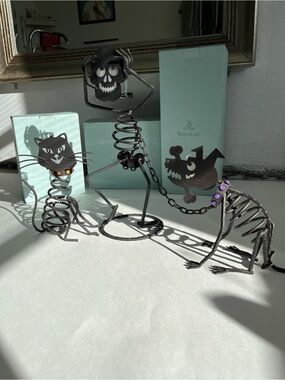 PartyLite Black Metal Halloween Skeleton, Cat & Dog Trio